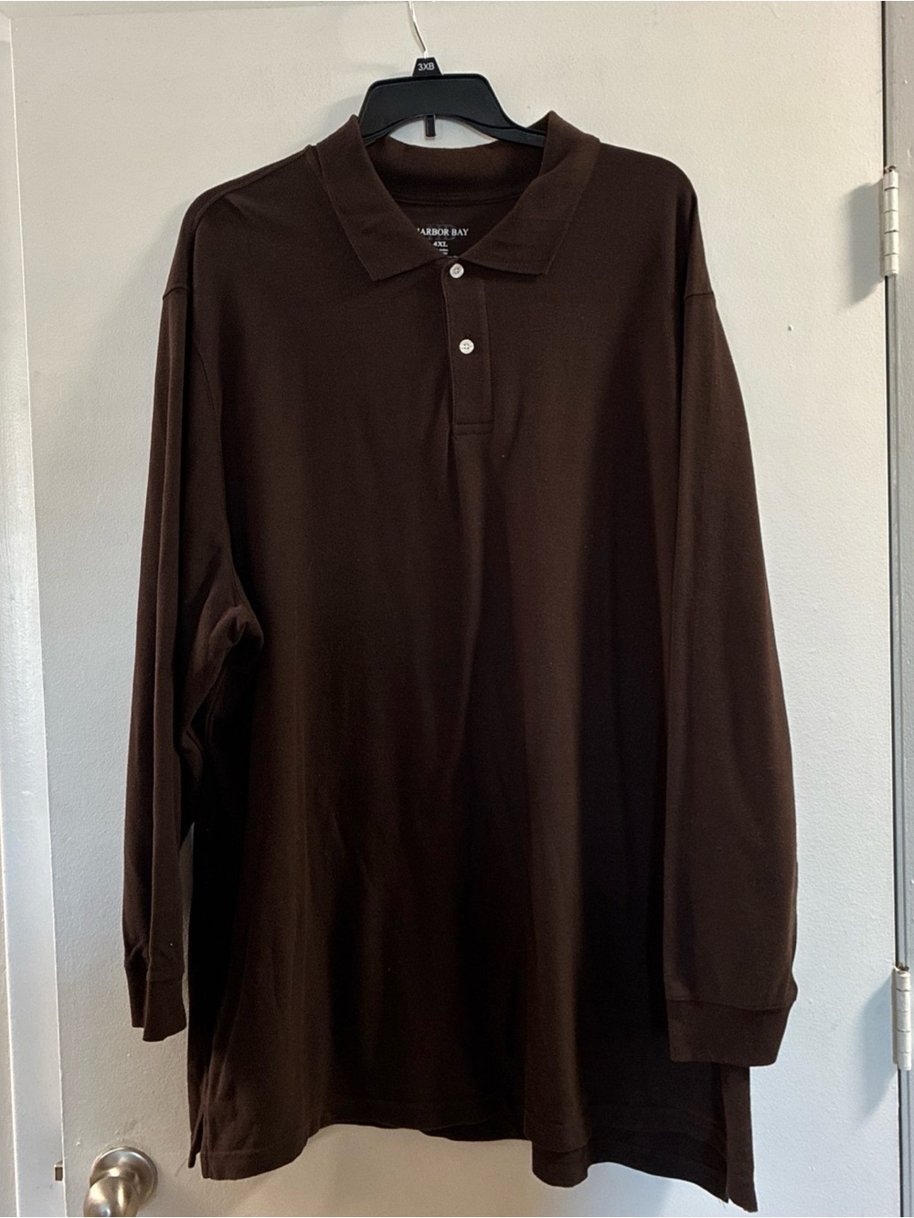 Harbor Bay Men's Preppy 100% Cotton Casual Long Sleeve Polo - Dark Brown